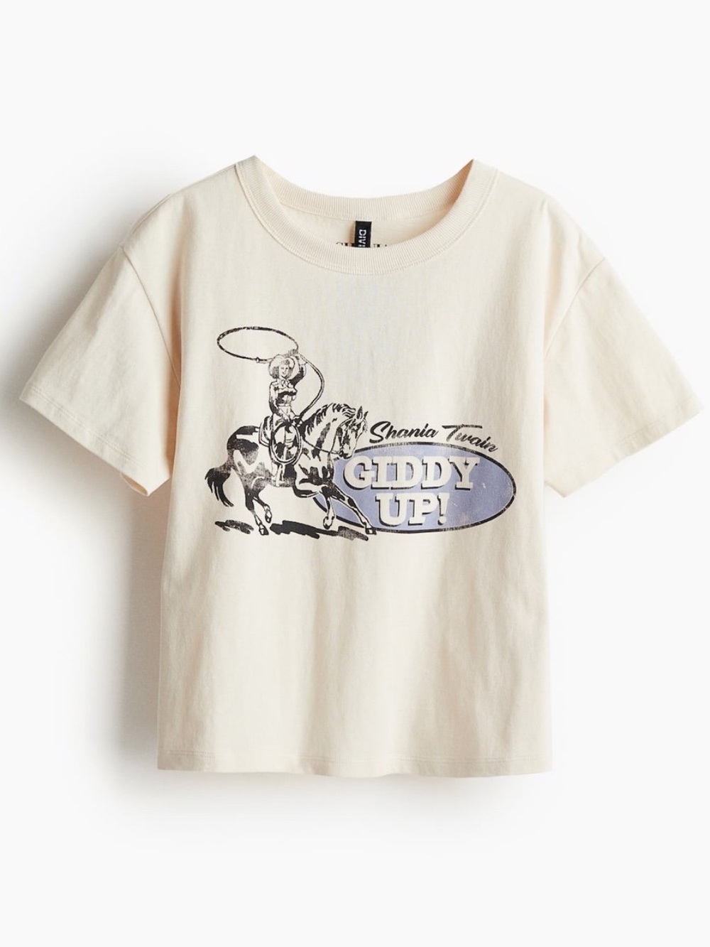 H&M Shania Twain Cowgirl Printed cropped T-shirt BRAND NEW